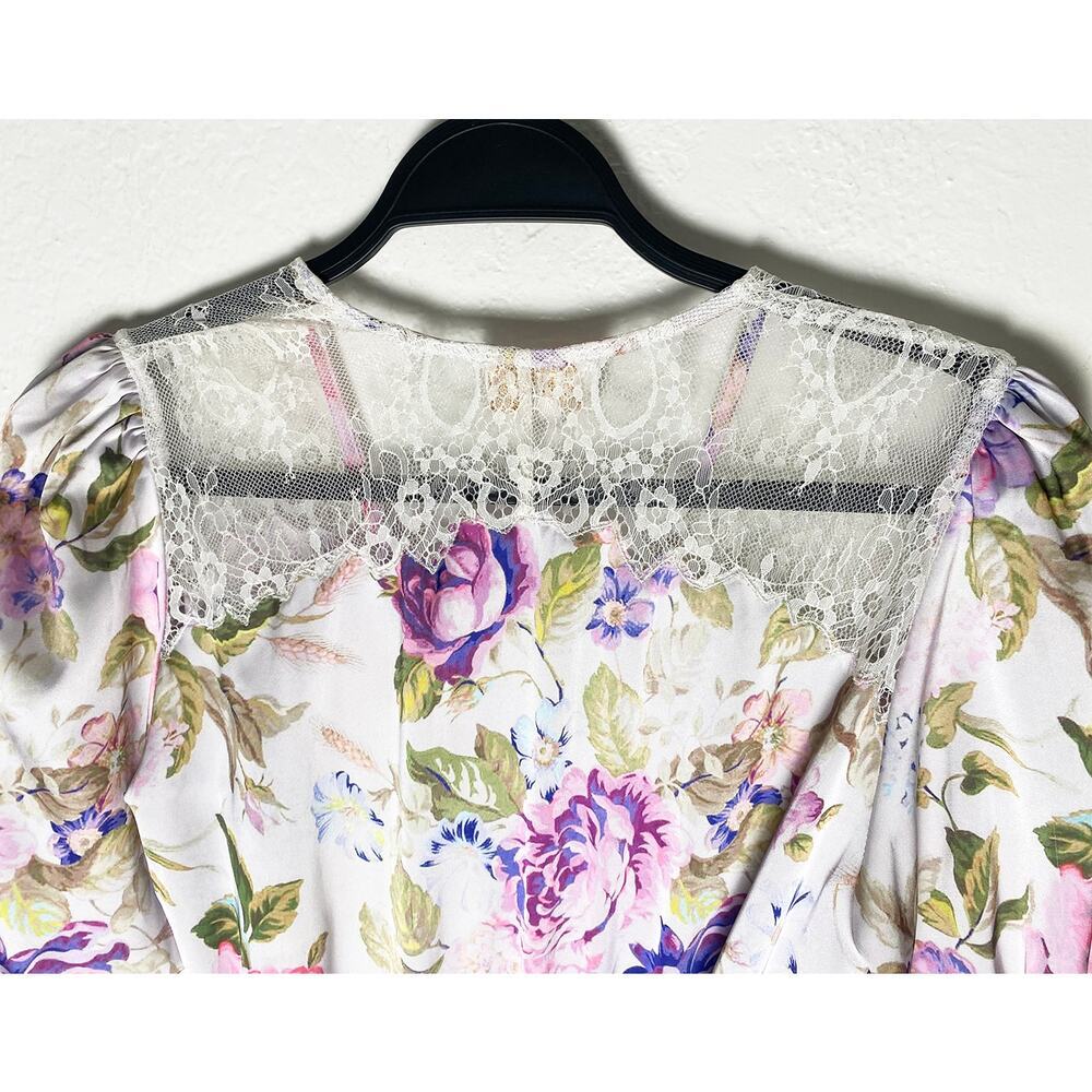 Women's Beach Riot x‎ V. Chapman Lotus Wrap Dress Floral Mini Asymmetrical Lace - Picture 10 of 13